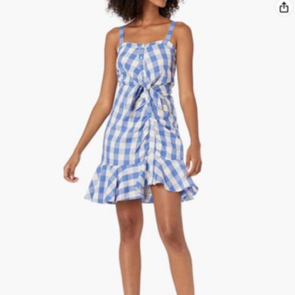 Likely Blue Gingham Asymmetrical Dress